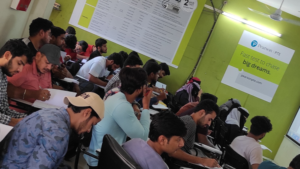 Students in a PTE Academic preparation session at the Ambrits classroom