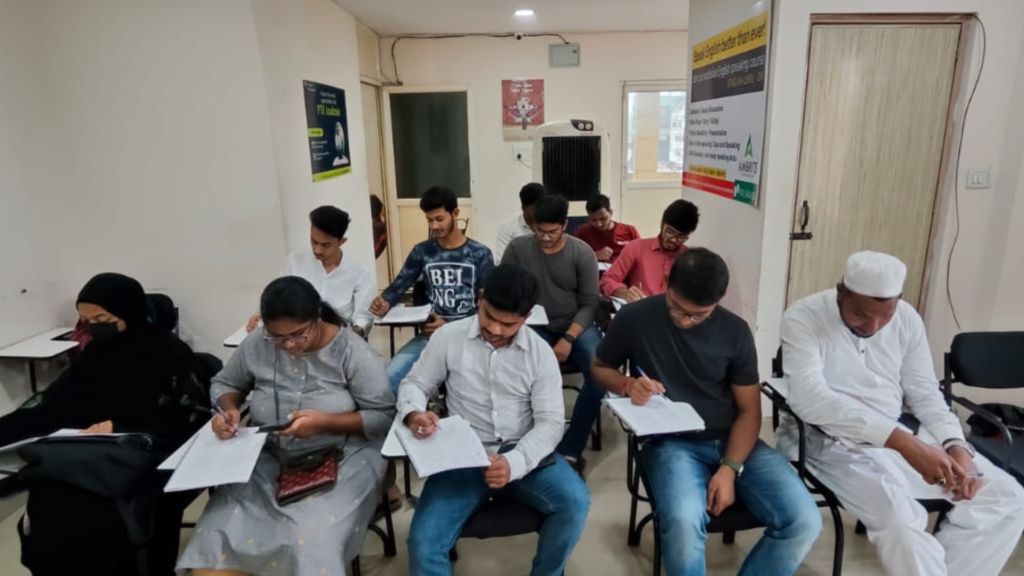Students in a Spoken English classroom session